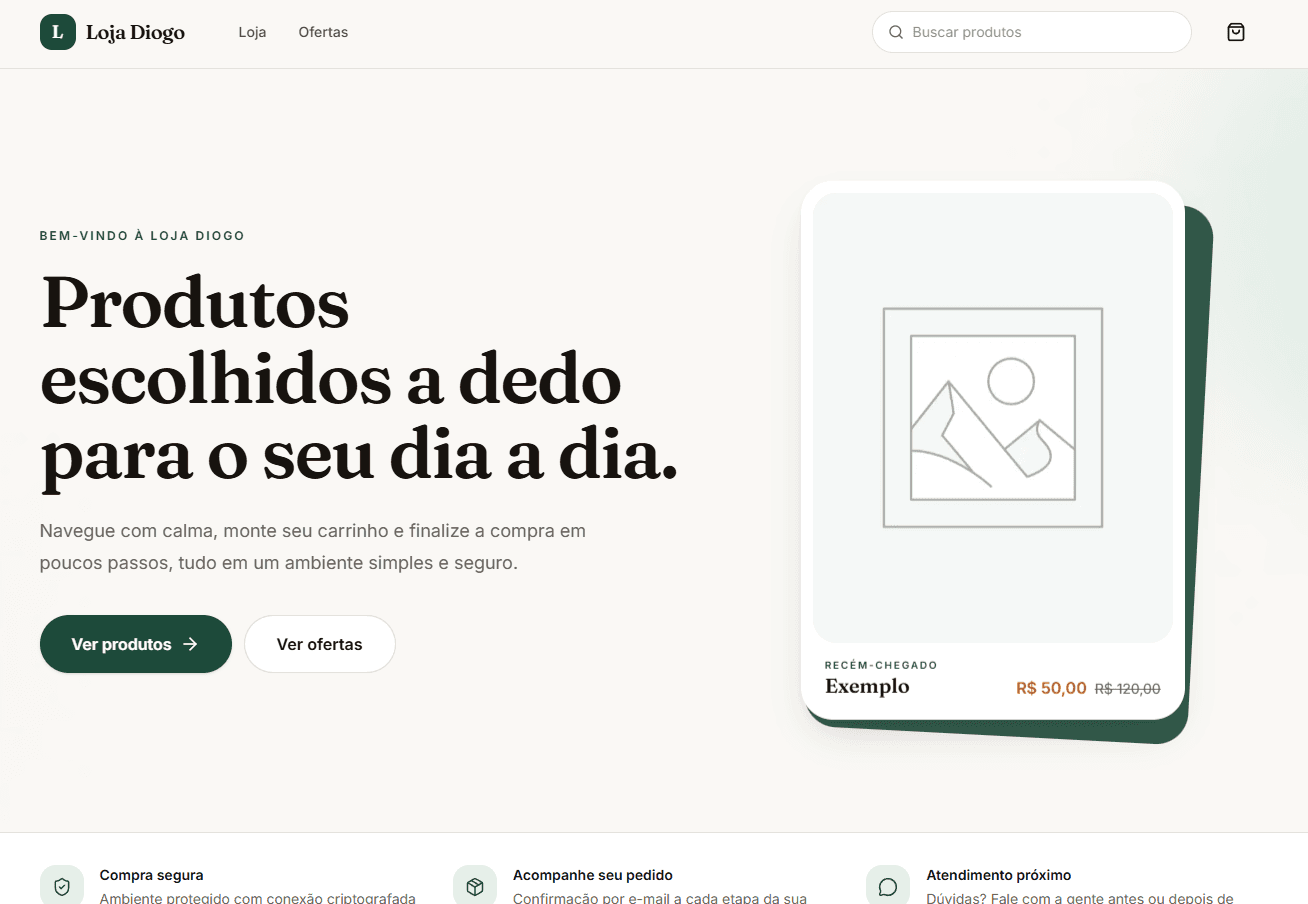 Tela do projeto Loja Diogo
